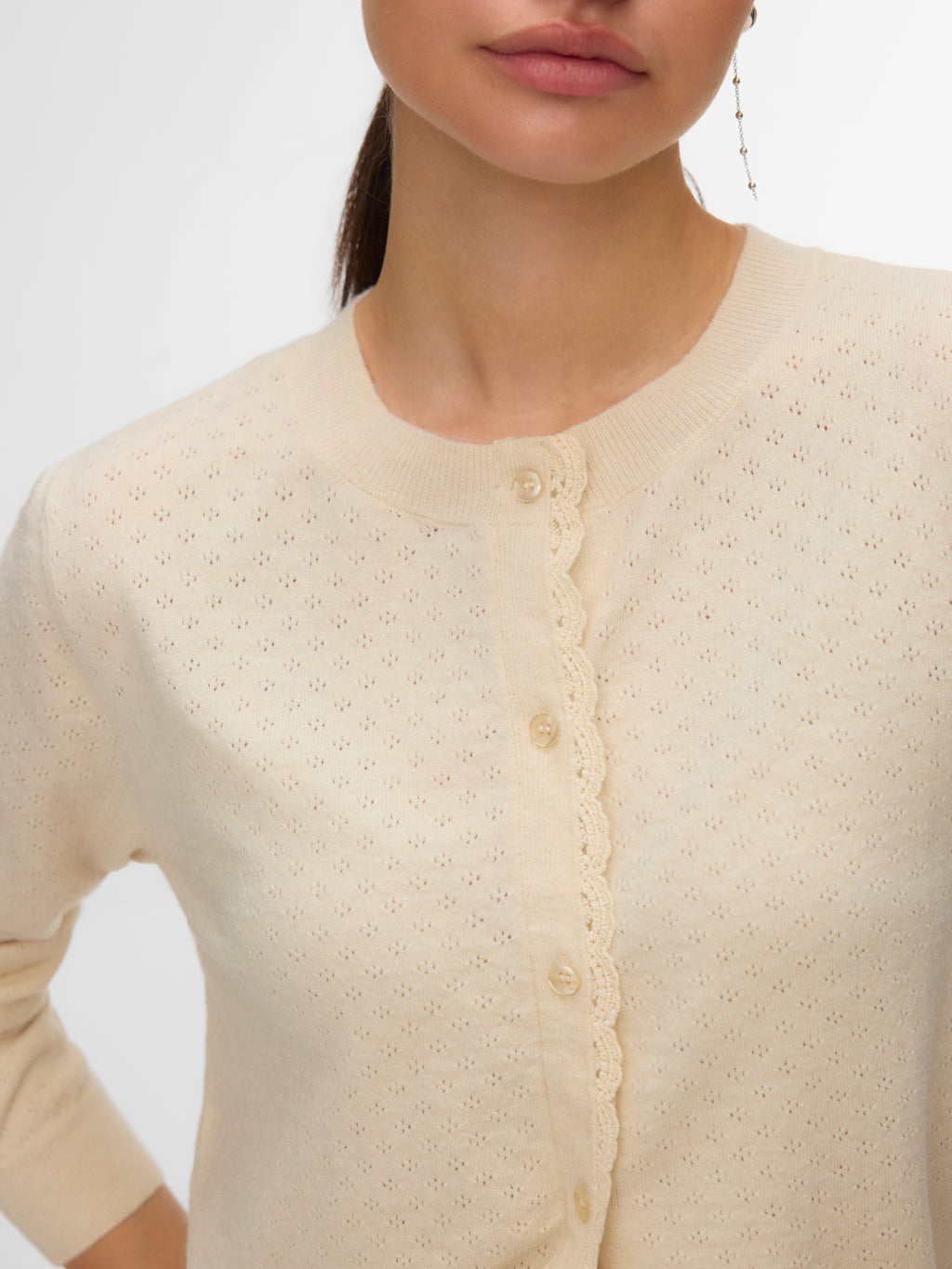 Cardigan Marina Pointelle - Bouleau