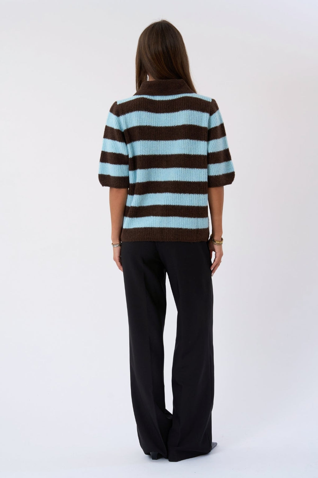 Alba Polo Knit - Chocolat/Bleu Clair