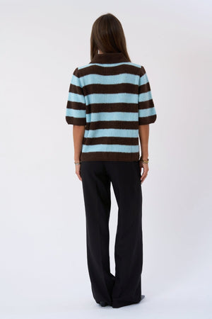 Alba Polo Knit - Chocolat/Bleu Clair