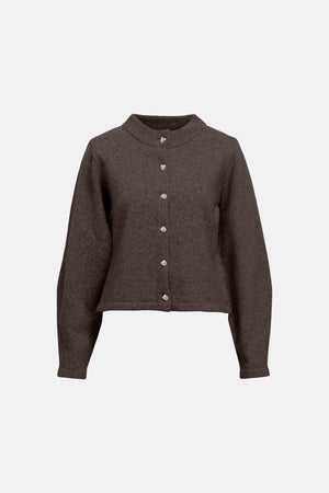 Zari Knit Cardigan - Seal Brown Melange