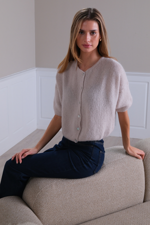 Mary Short Sleeved Knit - Beige