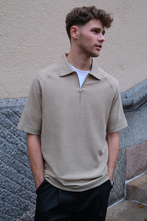 Enzo Short Sleeve Half Zip - Khaki