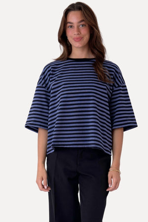 T-shirt Zoé - Noir/Bleu Denim