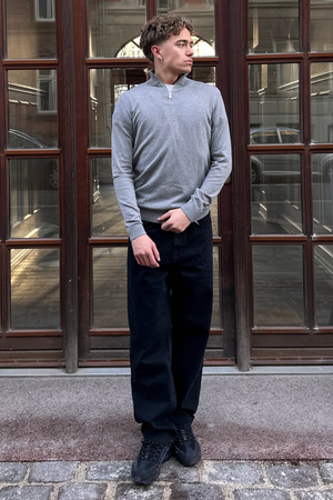 Pullover Half Zip - Mélange gris