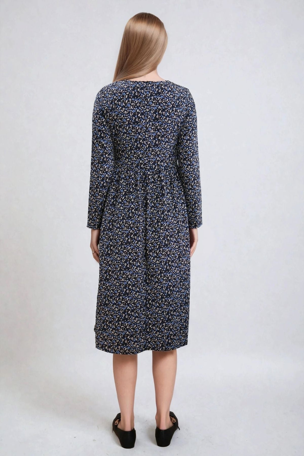 Nadia midi dress - Black-flowered