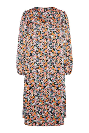 Robe midi florale Allys - noir