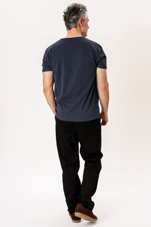 T-shirt Col Profond - Bleu Chiné
