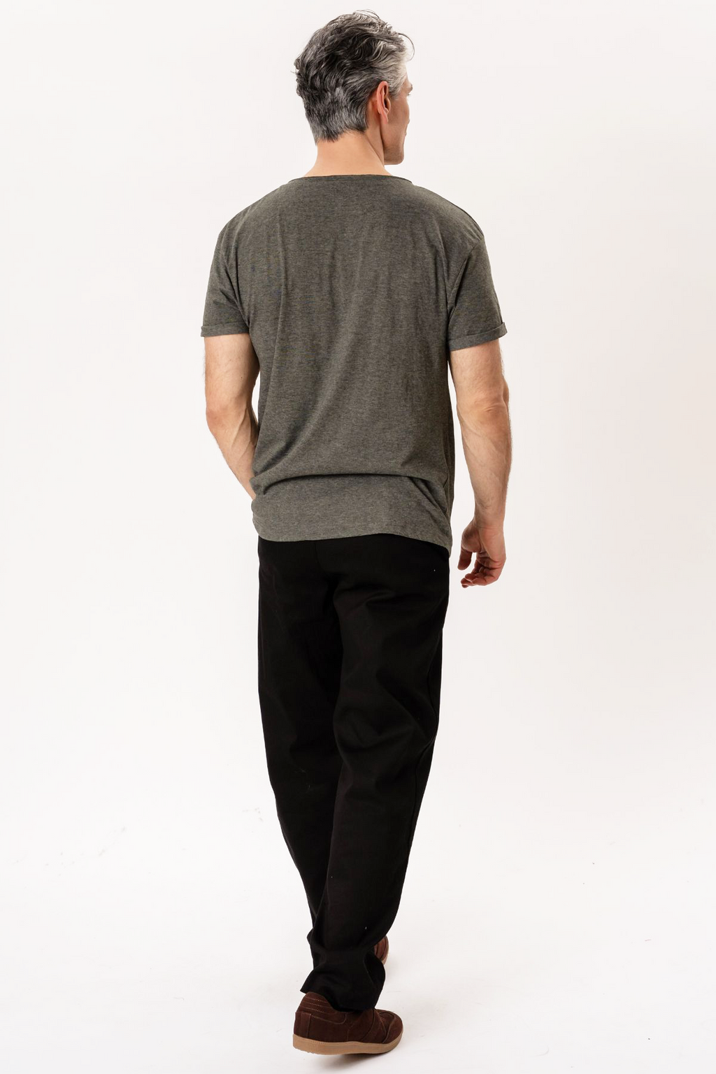 T-shirt à col profond - Gris foncé
