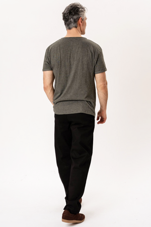 T-shirt à col profond - Gris foncé