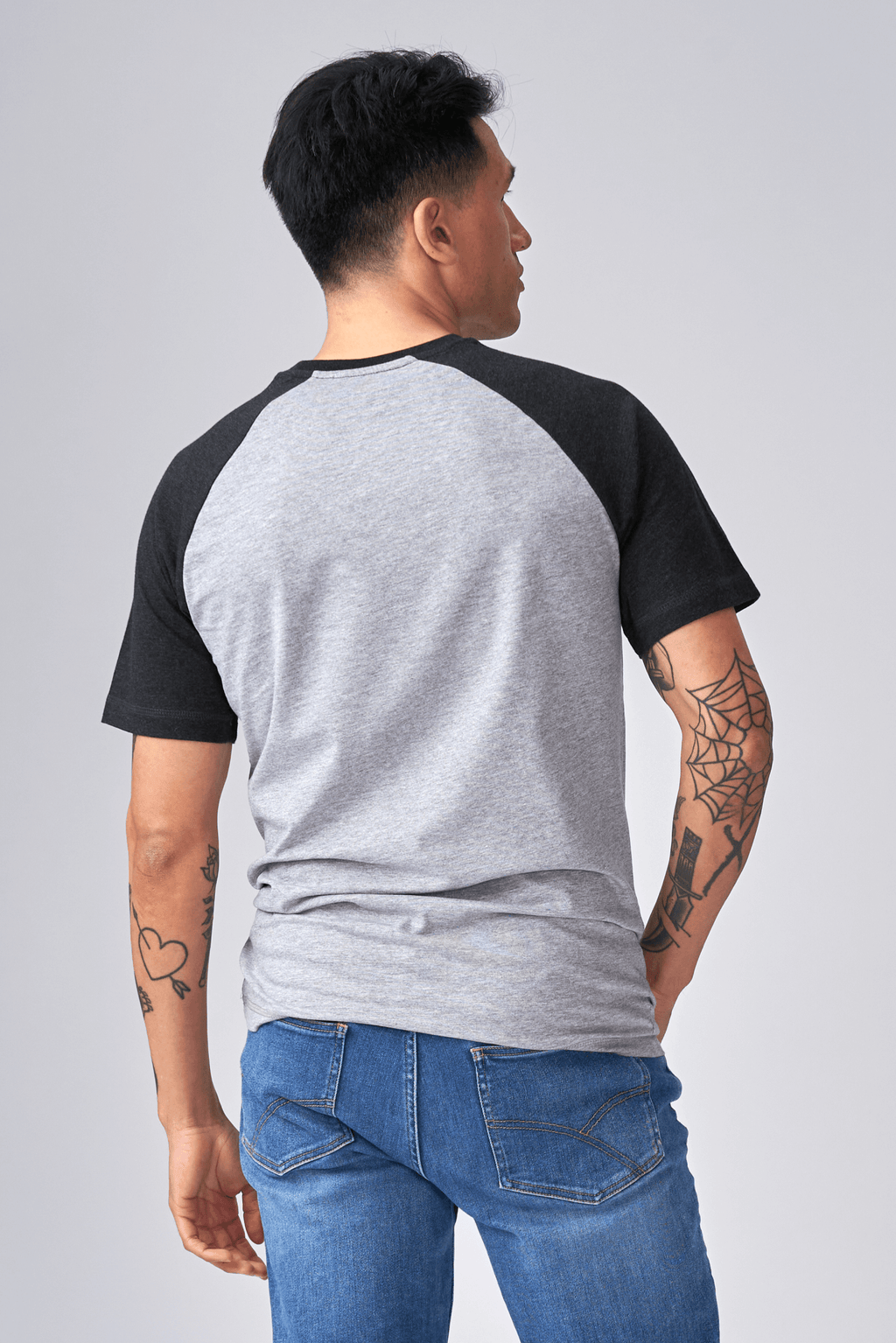 Basic raglan T-shirt - Black-Light Gray