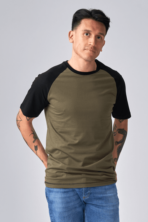 Basic raglan T-shirt - Black-Army