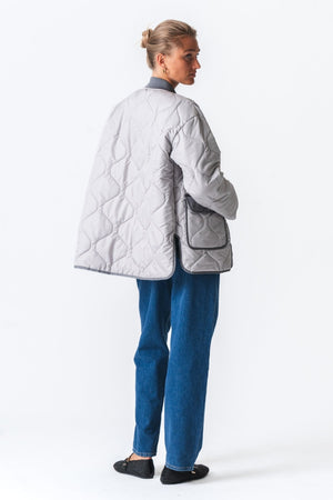 Quilted Block Jacket - Grey