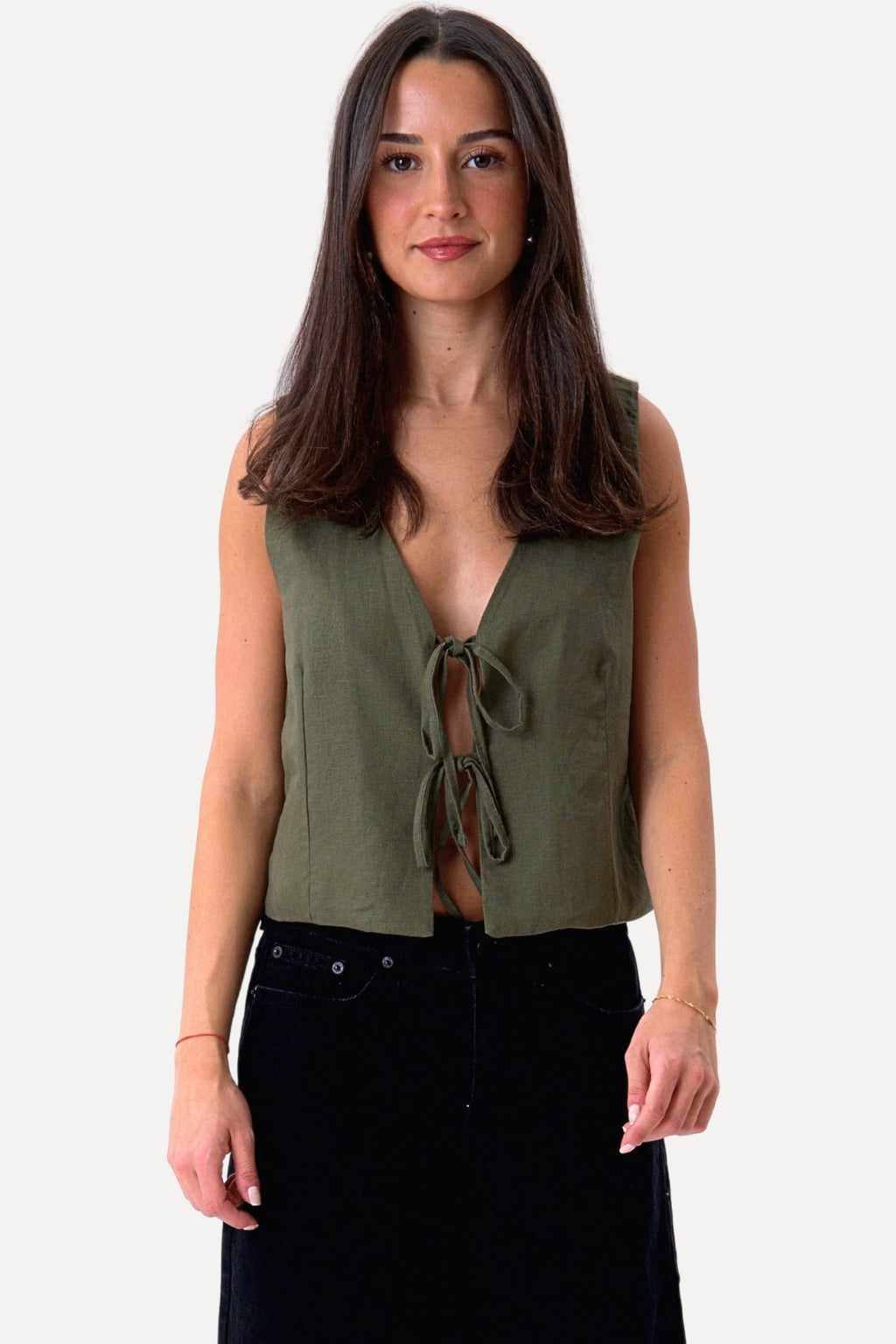 Linen Vest - Green