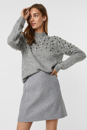 Pull à col haut Emilia - Gris clair