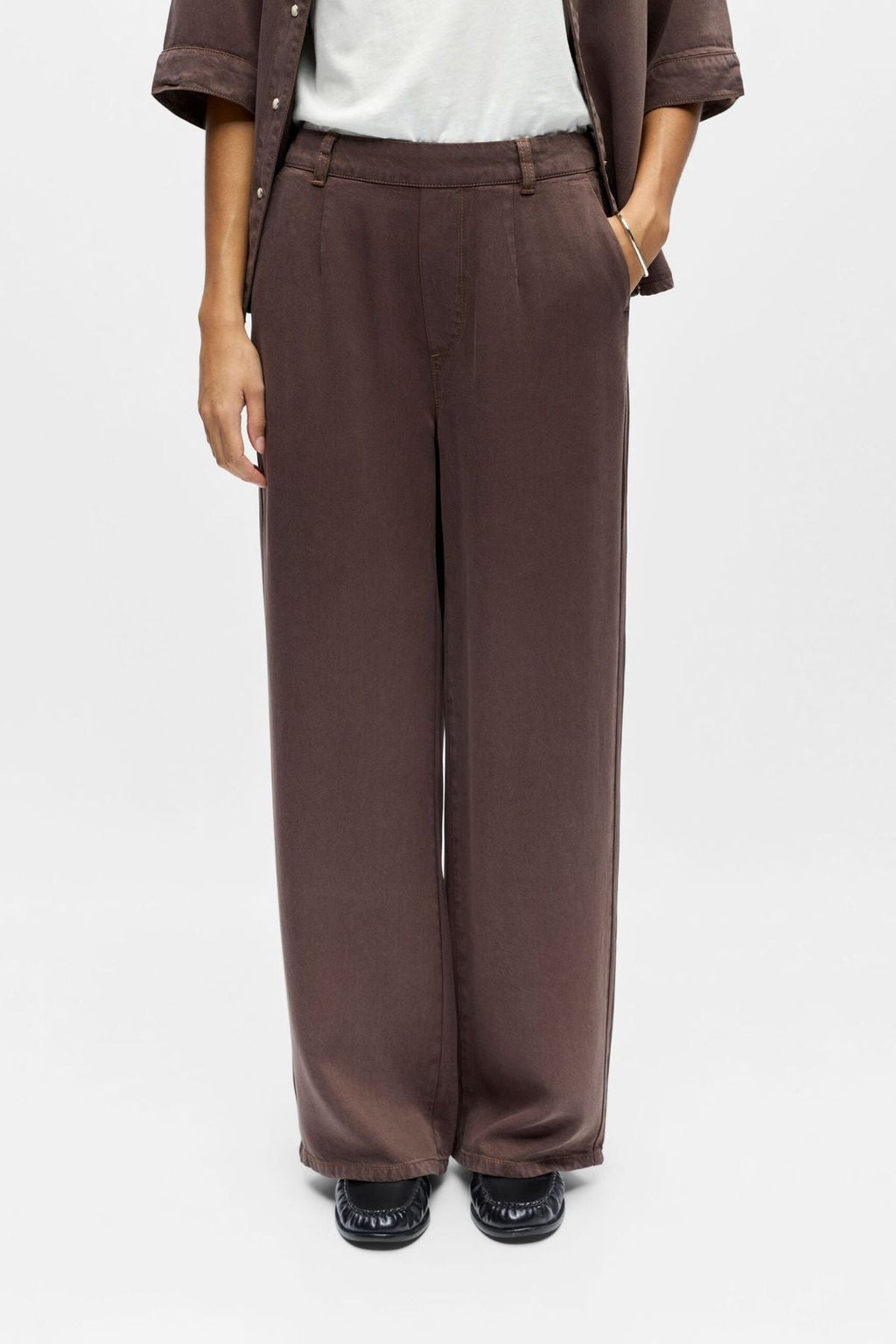 Pantalon large Frame Lisa - Seal Brown
