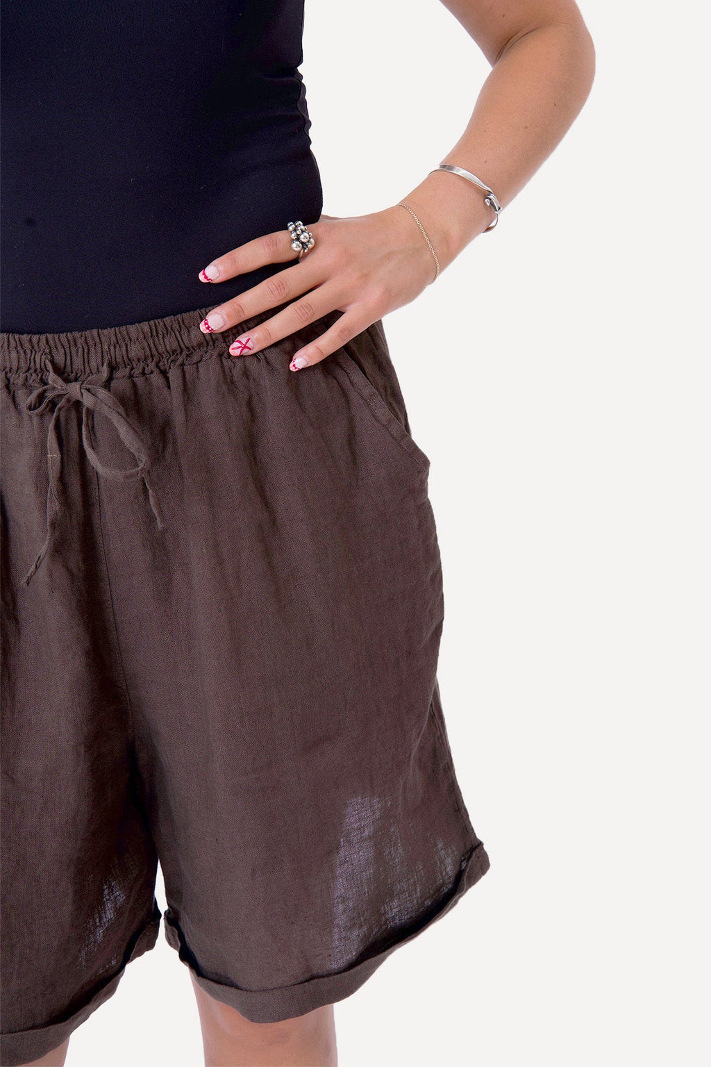 Linen Shorts - Brown
