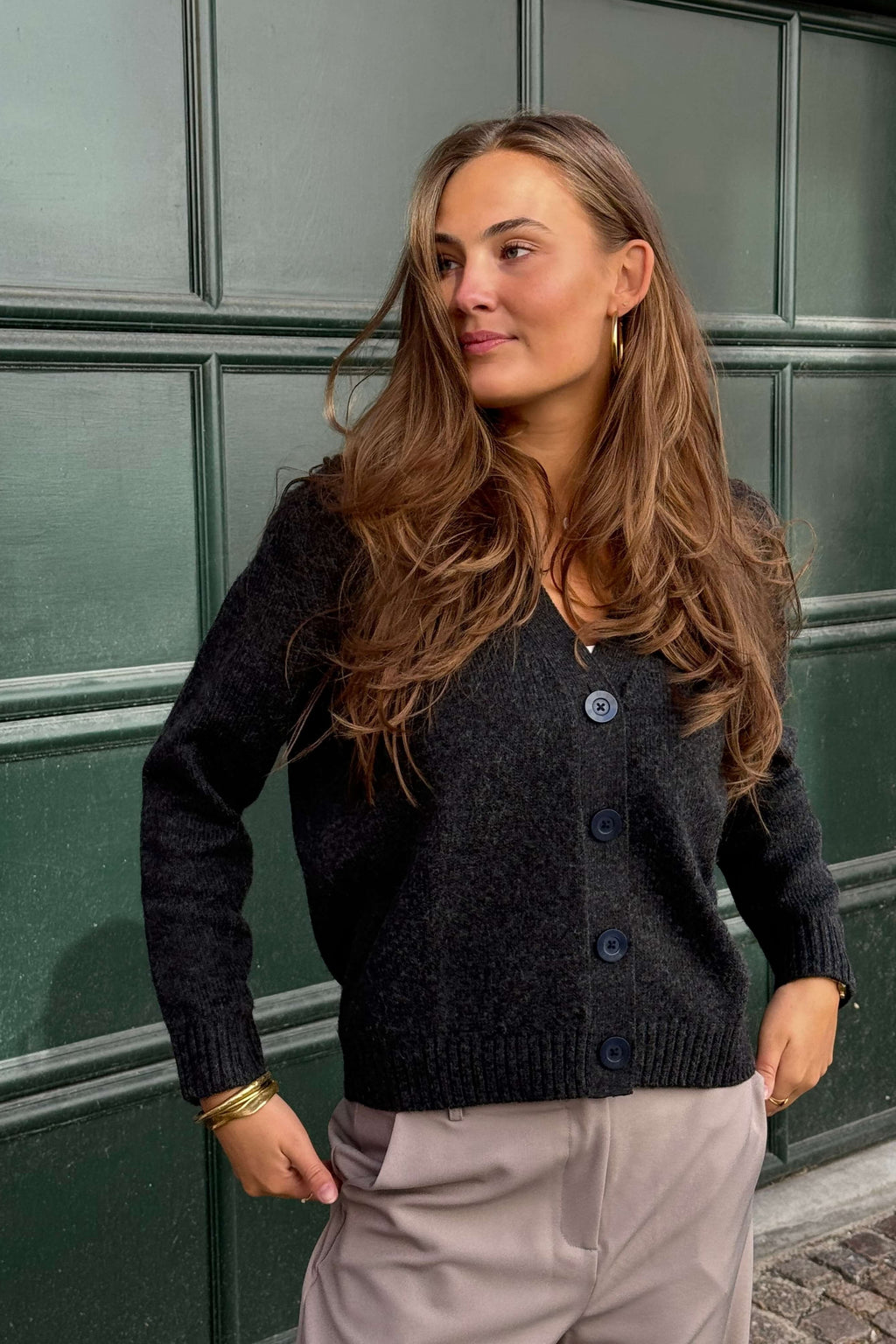 Cardigan tricoté - Melange gris foncé