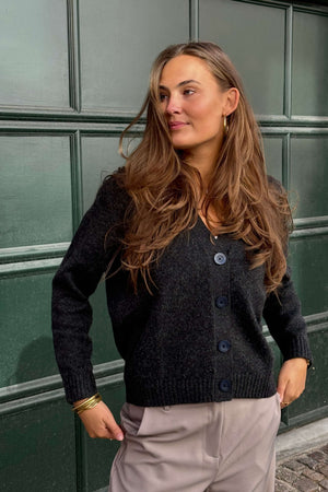 Cardigan tricoté - Melange gris foncé