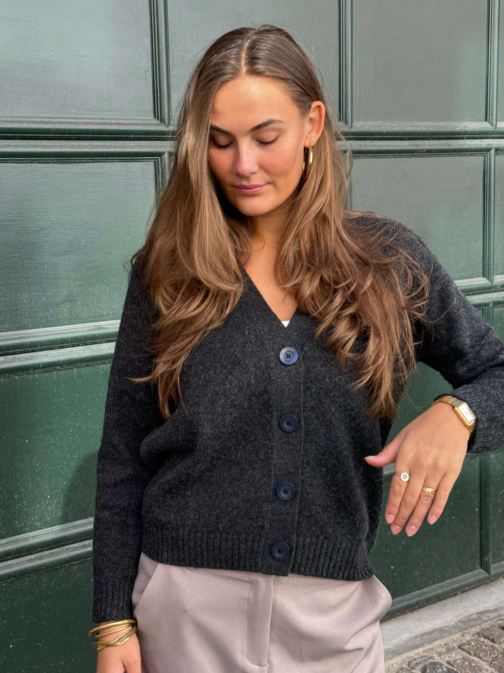 Cardigan tricoté - Melange gris foncé