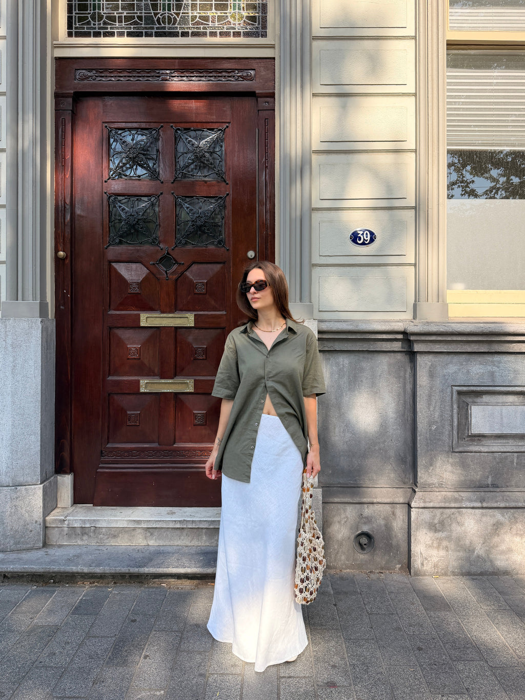Short Sleeve Linen Shirt - Army