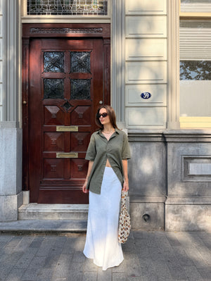 Short Sleeve Linen Shirt - Army