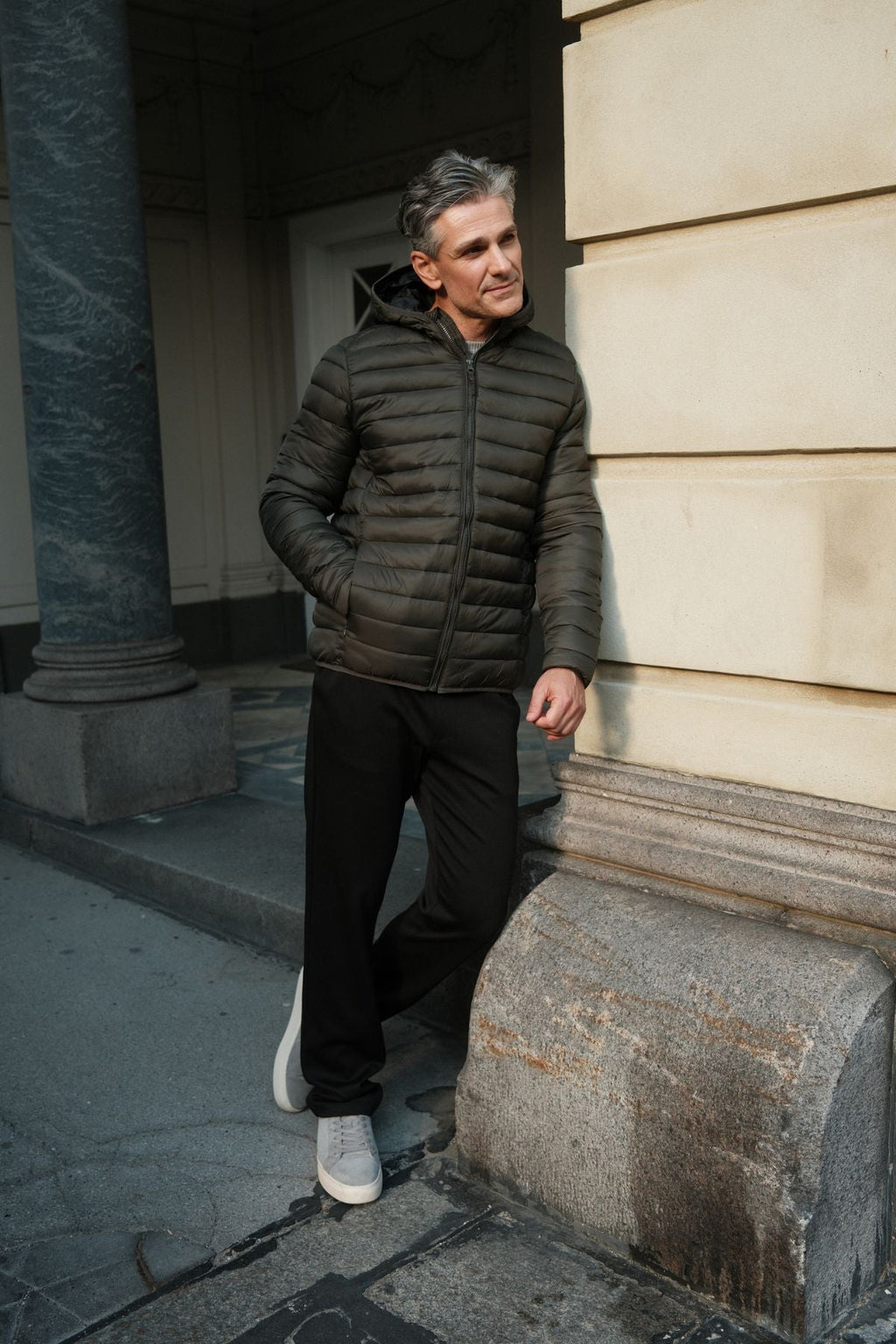 Blouson bouffant léger à capuche - Olive