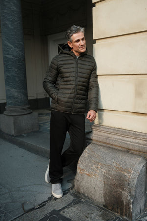 Blouson bouffant léger à capuche - Olive