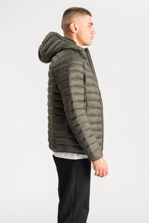 Blouson bouffant léger à capuche - Olive