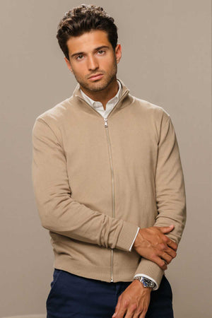 Pullover Zip Cardigan - Sand