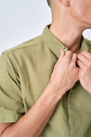 Chemise en lin à manches courtes - Vert
