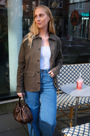 Twill Shacket - Dark Olive