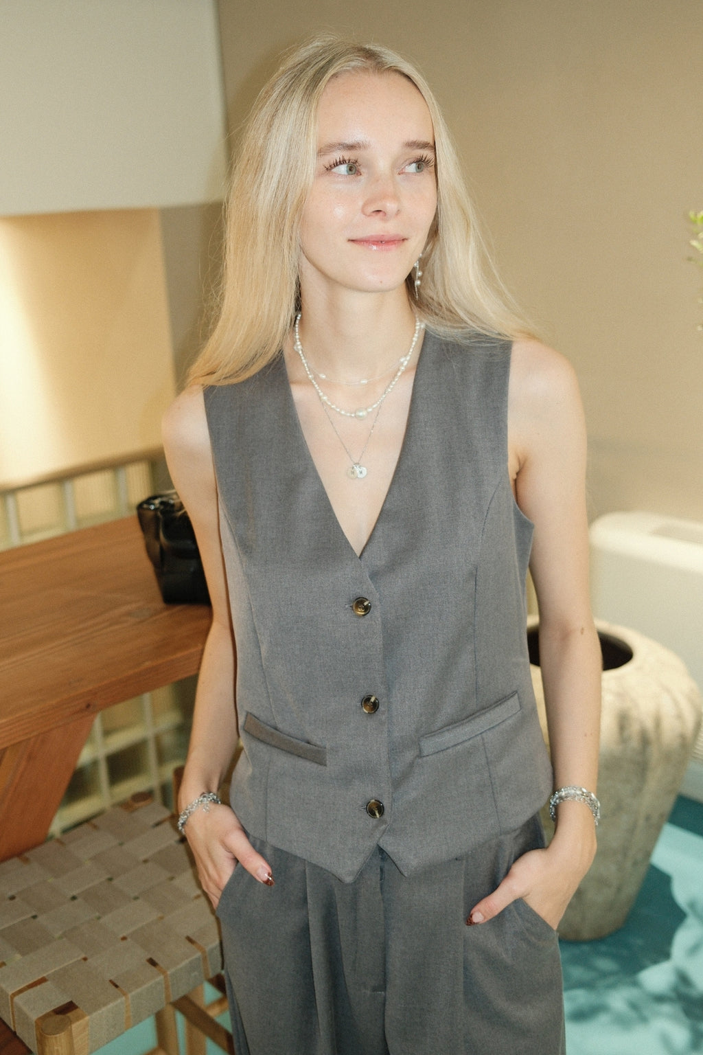 Nadia gilet et pants (Gris foncé) - Faire de forfait