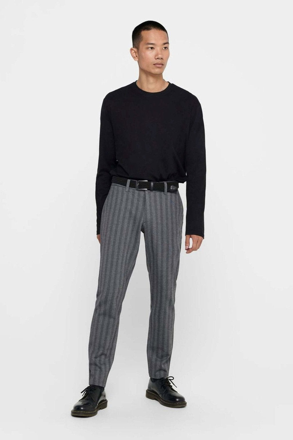 Mark Pants Stripy - Light gray