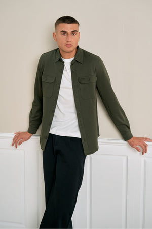 Performance Regular Overshirt - Olive sombre