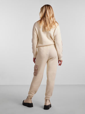 Pantalon naura en tricot - blanc antique