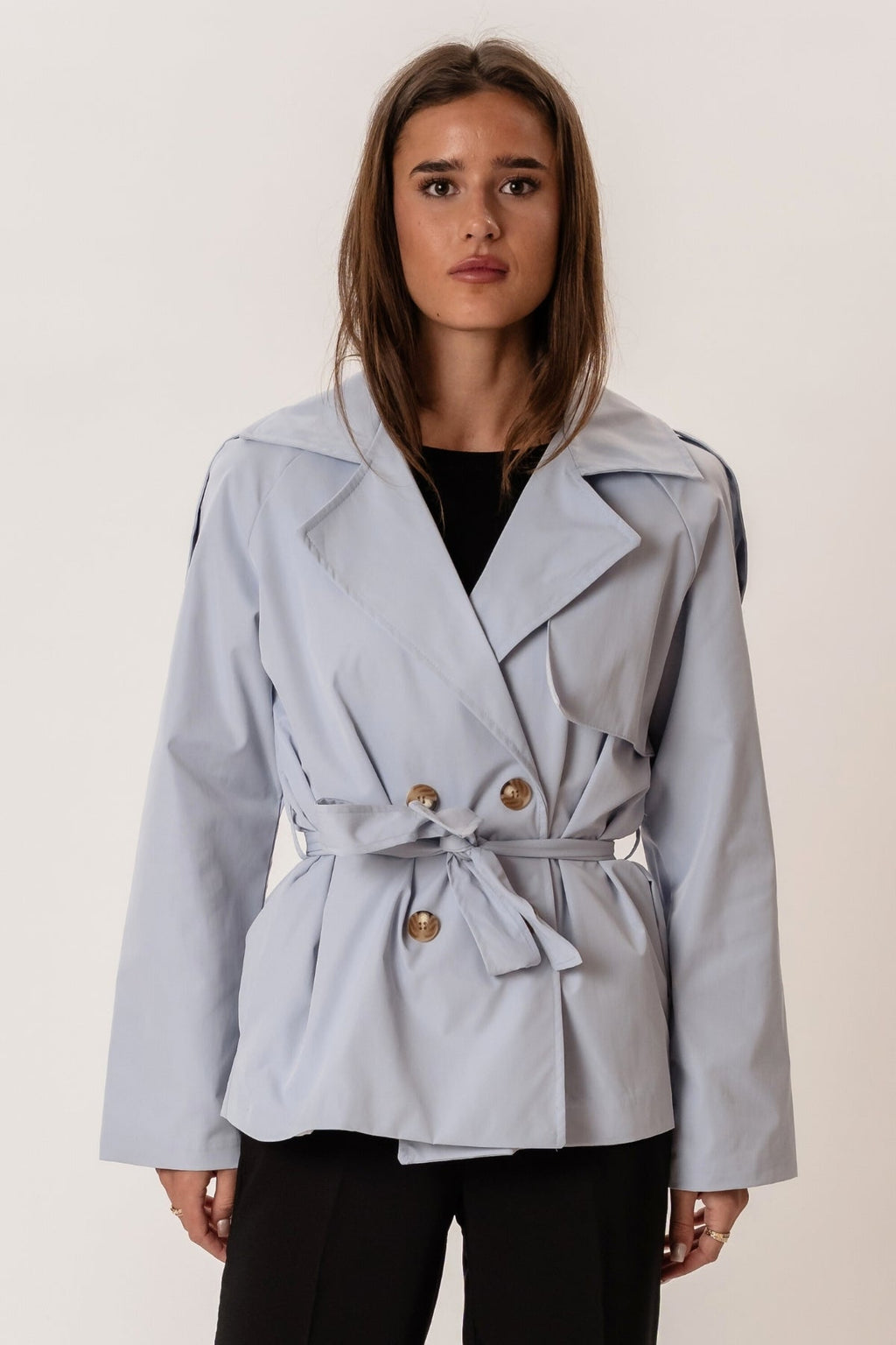 Sia Short Trenchcoat - Sky Blue