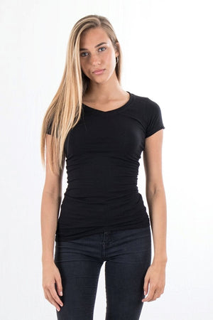 Slim Vneck basic T-shirt - Black
