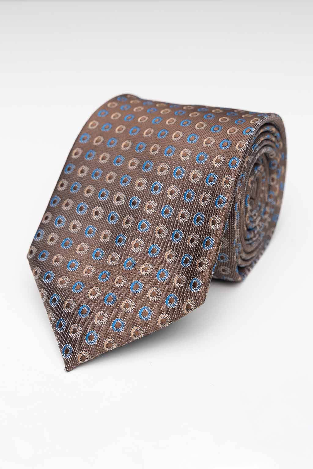 Tie - Brown/Blue Circles