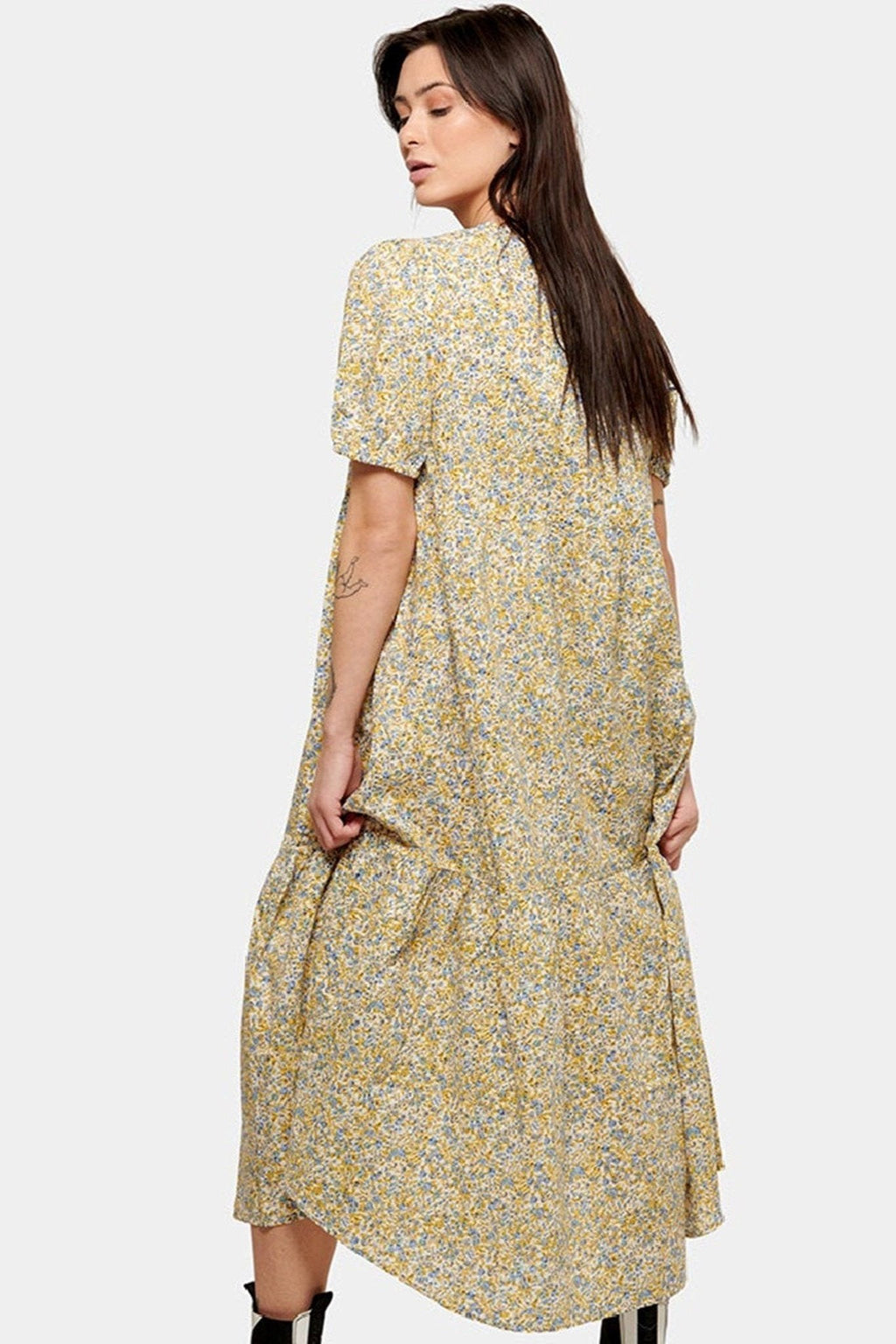 Robe longue Sovie - floral bleu et jaune