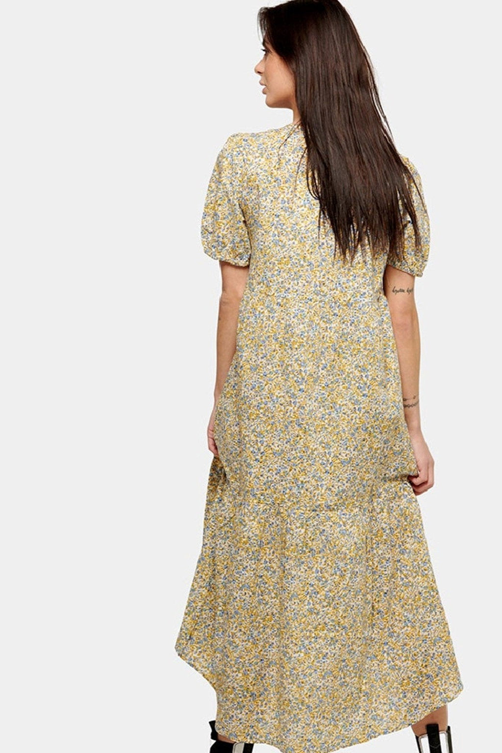 Robe longue Sovie - floral bleu et jaune
