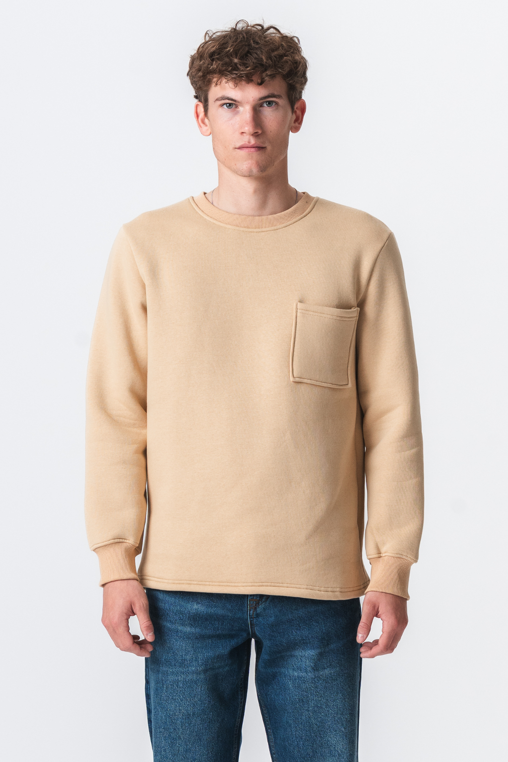 Sweat-shirt de poche Regular Ajustement - beige