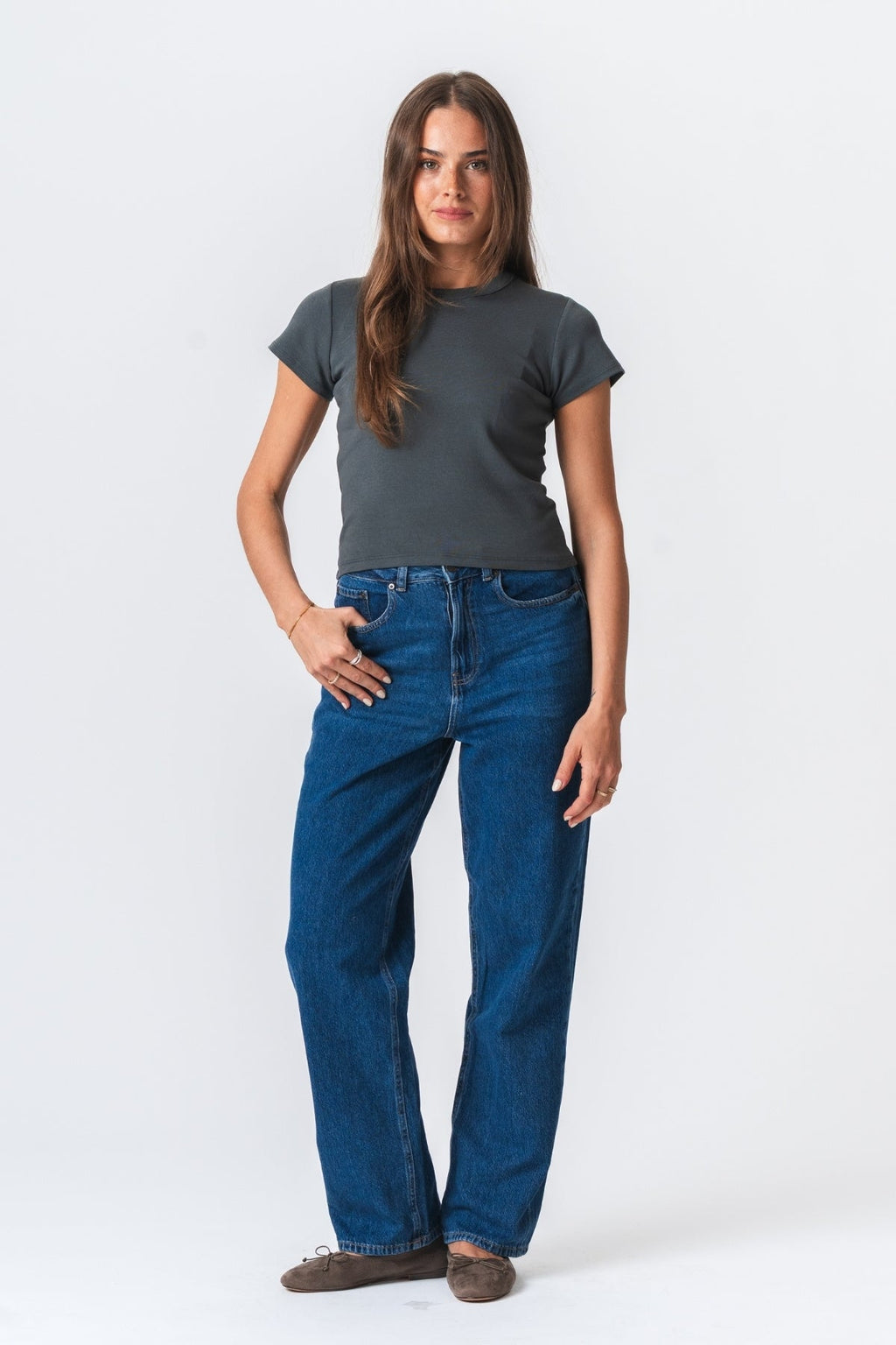 T-shirt court Emily - gris foncé