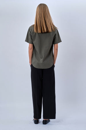 Chemise en lin à manches courtes - armée