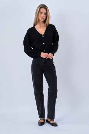 Cardigan à col en V - Noir