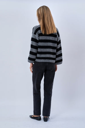 Josie Polo Knit - Gris/Noir