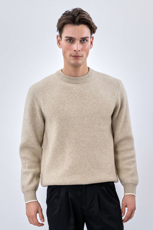 Pull à col rond - Beige