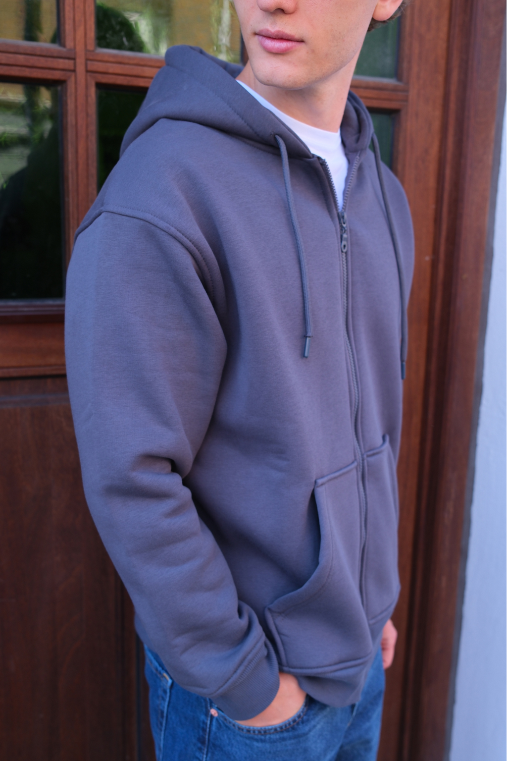 Relaxed Zip Hoodie - Dark Grey