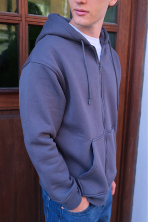 Relaxed Zip Hoodie - Dark Grey
