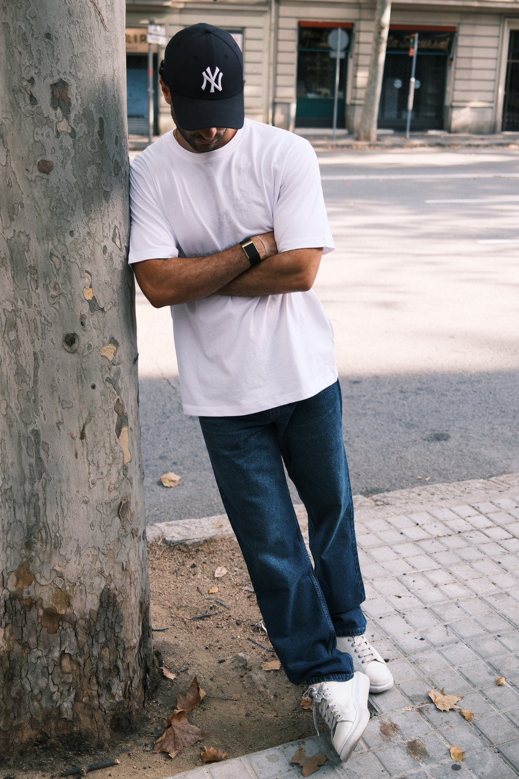 Jeans en ajustement détendu - denim bleu foncé