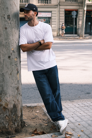 Jeans en ajustement détendu - denim bleu foncé